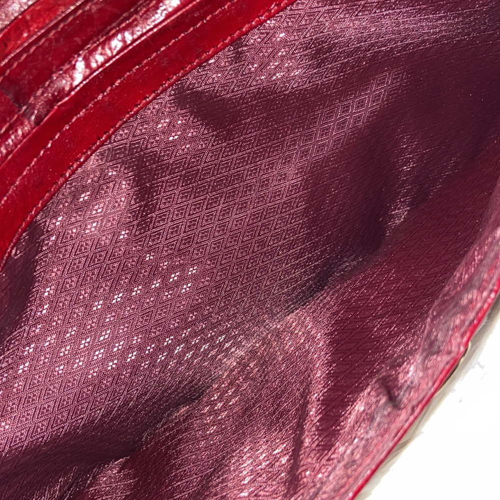 Vintage Bag genuine Eel skin shoulder & clutch bag Dark red magnetic closure - Picture 6 of 16